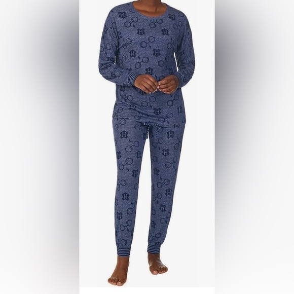 Wizarding World Harry Potter Women's Cozy 2-Piece Blue Pajama Set Size: Small - Picture 1 of 10